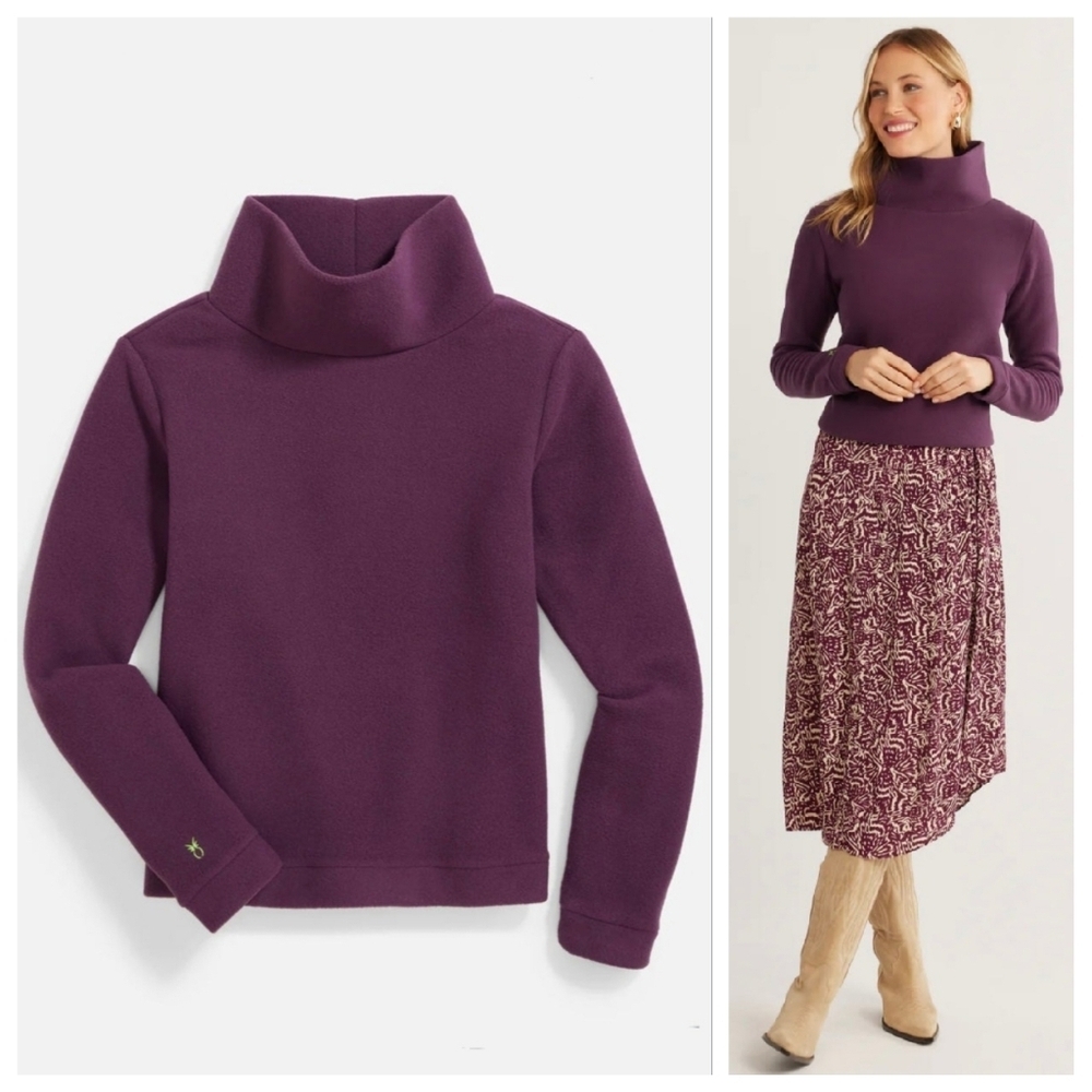 Dudley Stephens Park Slope Turtleneck Vello Fleece Sweater Purple